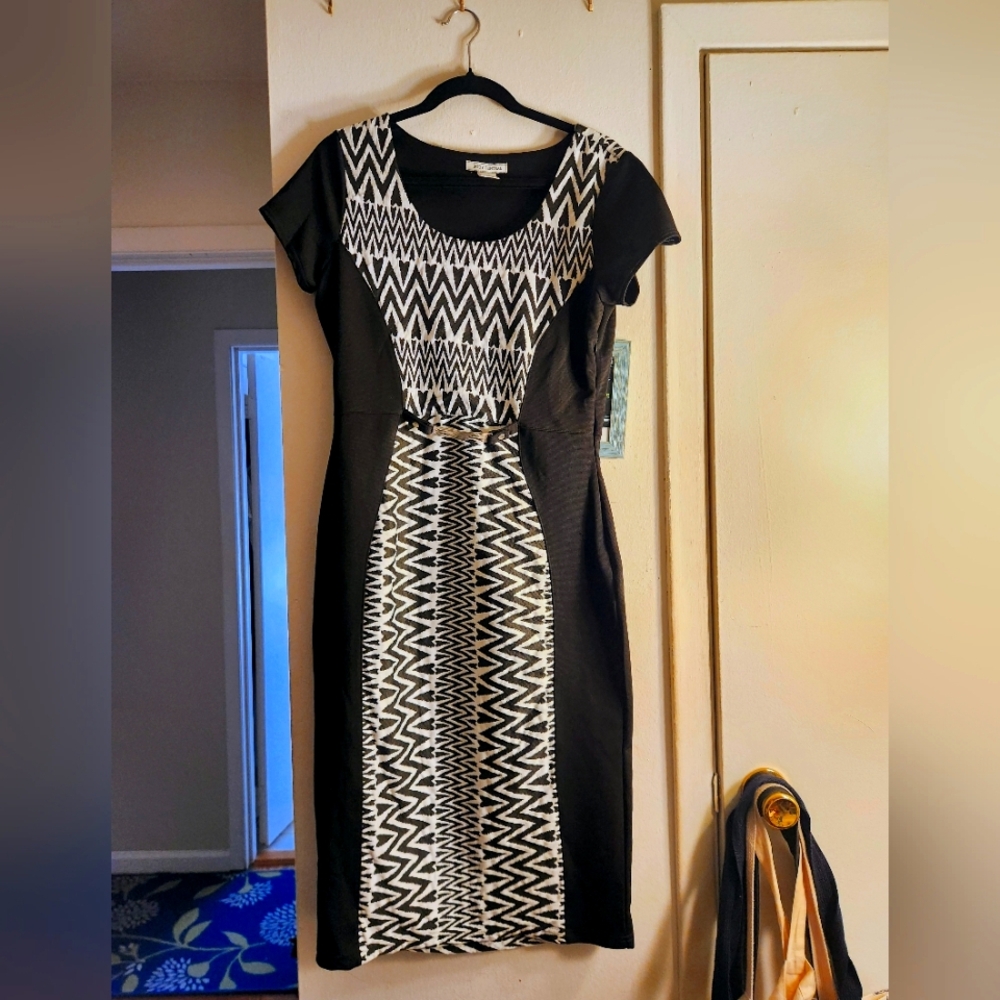 Body Central Black and White Geometric Bodycon Dress